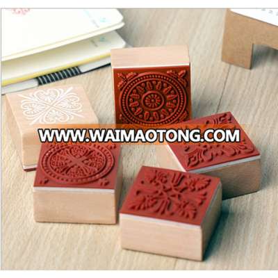 square customize colorful decorative stamps for teaching wood rubber stamps