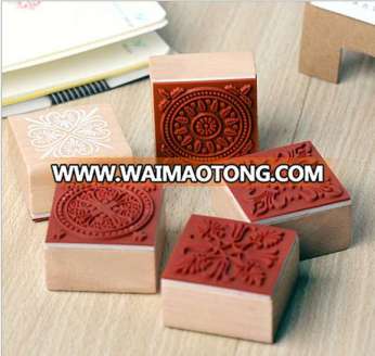 square customize colorful decorative stamps for teaching wood rubber stamps